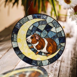 Vintage Cat Suncatcher Stained Glass Art Window Decor Gift for Cat Lovers