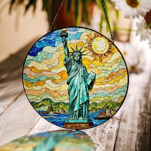 Statue of Liberty Stained Glass Suncatcher Handmade Gift for Friends