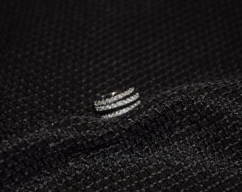 White Gold Plated Triple Band Ring