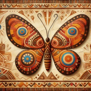 Tribal vlinder muurkunst set, primitieve geometrische prints, decor boho volkskunst, digitale download