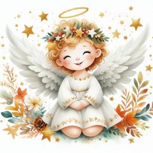 12 bellissime clipart di angeli bambini autunnali di alta qualità, gli sfondi non sono trasparenti, 3600 x 3600 pixel