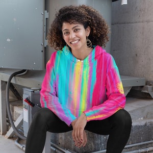 Abstract Unisex Hoodie, Neon Graffiti Sweatshirt, Neon Clothes, Graffiti Hoodie, Rainbow Clothing, Bright and Colorful Hoodie