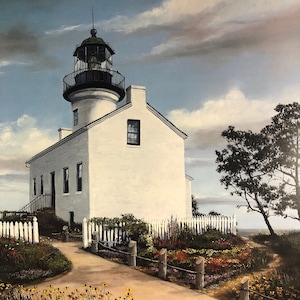 Old Point Loma Lighthouse / Limited edition, signed. Thomas Stahl Original / Tom Stahl Original Print  / Gallery of Arts / Lighthouse