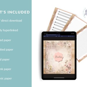 Puede incluir: Un planificador digital con una est&eacute;tica vintage, que ofrece una variedad de estilos de papel, incluyendo papel rayado, punteado, cuadriculado, en blanco y papel musical. El planificador est&aacute; completamente hipervinculado e incluye una descarga directa de PDF.