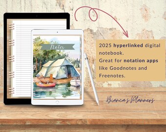 Digital Hyperlinked Notebook PDF | Goodnotes Notability Freenotes Compatible | Interactive Planner | Instant Download | Camping