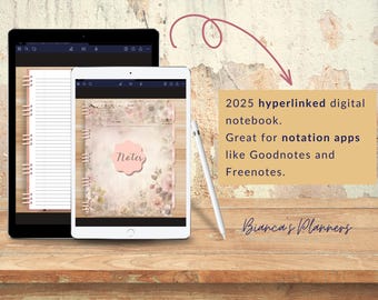 Digital Hyperlinked Notebook PDF | Goodnotes Notability Freenotes Compatible | Interactive Planner | Instant Download | Vintage Flowers