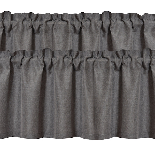 Aiking Home 2 Pack Solid Rod Pocket Valance for Window, 54 by 16-inch, Dark Grey