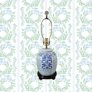 Double Happiness Ginger Jar Lamp | Blue and White Lamp | Table Lamp | Ginger Jar Lamp | Grandmillennial | Chinoiserie Décor