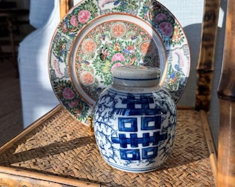 Mini Double Happiness Blue and White Ginger Jar | Chinoiserie Chic