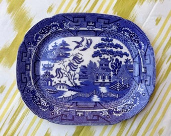 Vintage Blue Willow Platter | Blue and White | Made in England