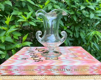 Vintage Glass Urn with Scalloped Top | Bar Cart Styling | Floral Vase | Gathered Manor