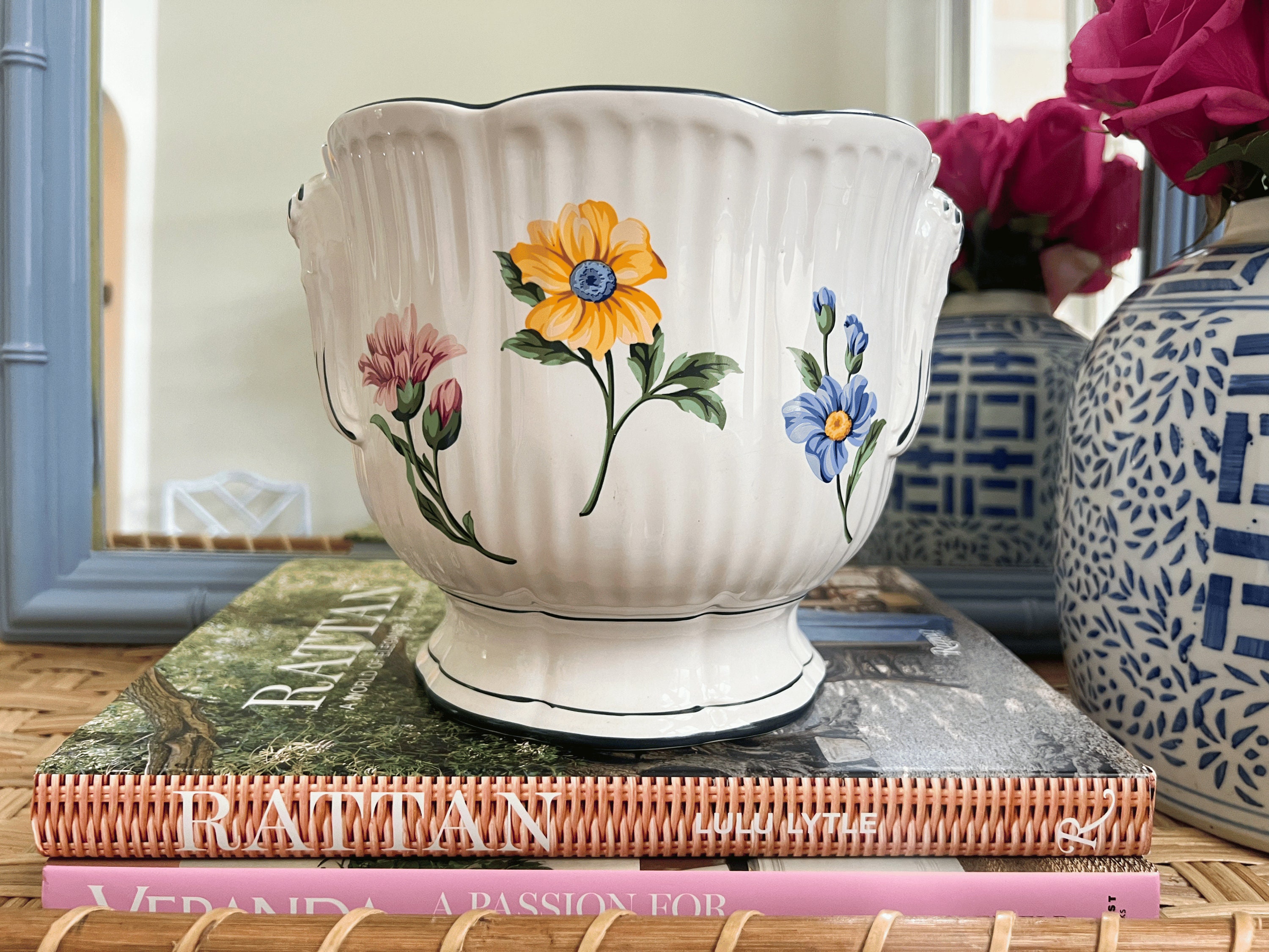 Vntg Tiffany & Co. Sinatra Cachepot 花柄 Tiffany & Co Ceramic Floral Cachepot | Tiffany and Co Ceramic