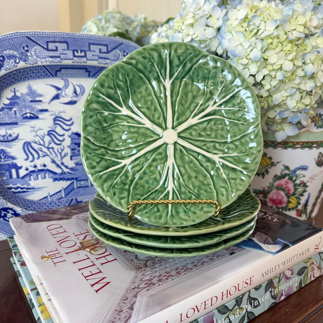 Bordallo Pinheiro Dinnerware Green Cabbage Tableware Bordallo Pinheiro Cabbage Dessert Plates - Set Of 4 Natural Green Ceramic Plates Portuguese Earthenware Plates - View #7