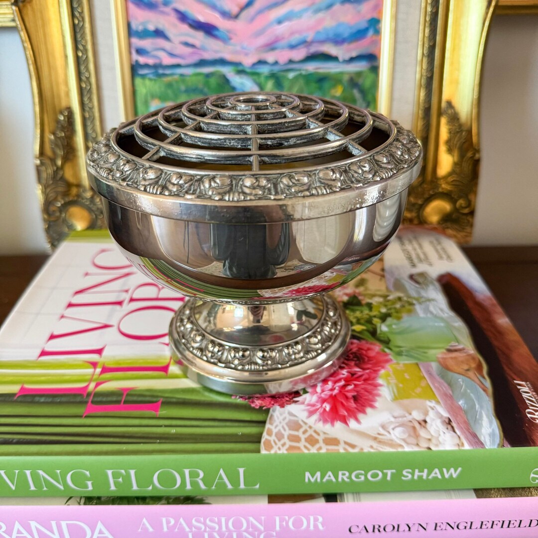 Vintage Silver Plated Rose Bowl English Rose Bowl Rose Vase Silver Rose
