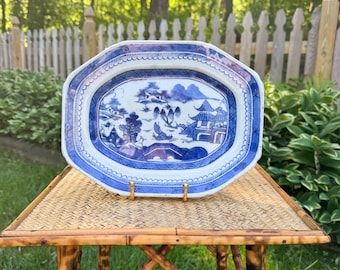 Antique Blue Canton Platter | Chinoiserie Chic