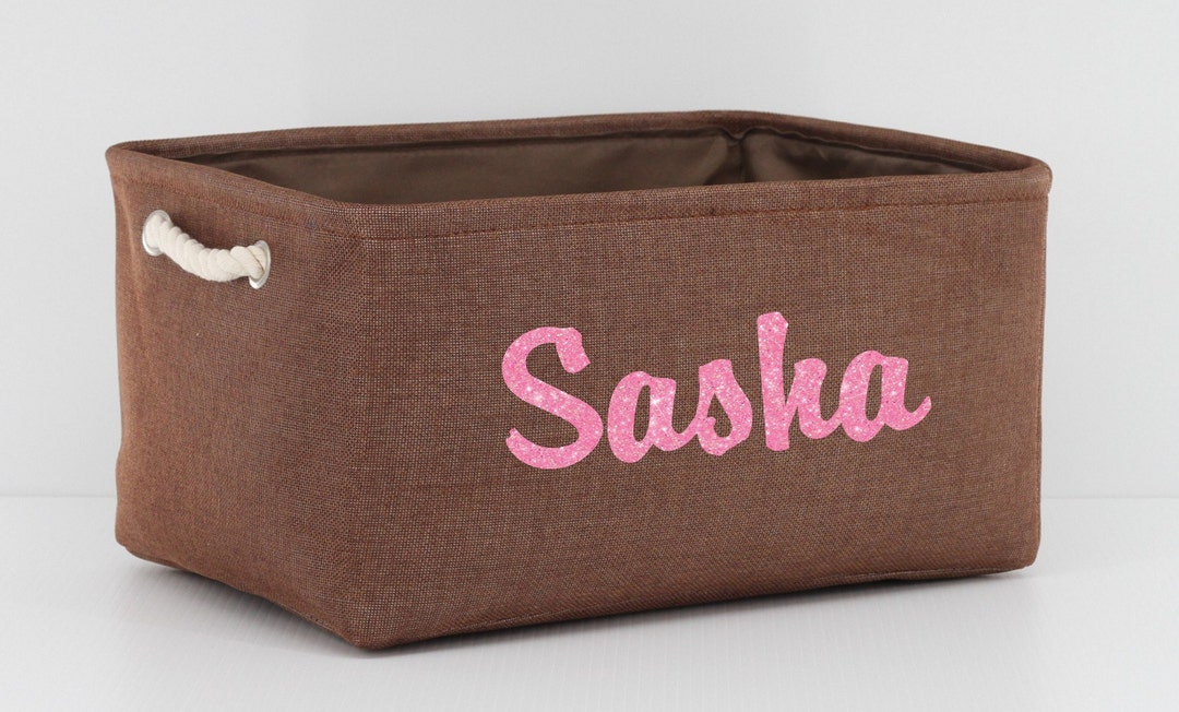 Personalized Storage Basket With Name or Other Word Linen Basket for