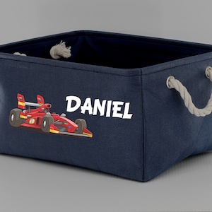 Personalized Child Toy And Accessories Storage Basket Child Essentials Bin Accessories Basket Linen Basket For Children Rope Handles RACECAR