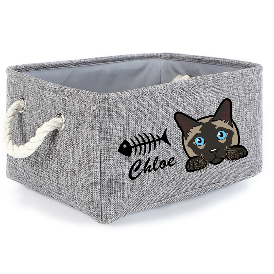 Personalized Cat Storage Basket Pet Storage Cat Breed Toy Bin Linen ...