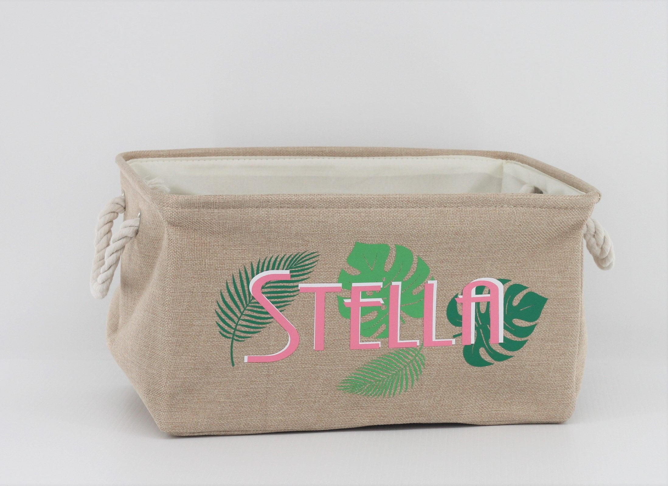 Personalized Storage Basket With TROPICAL LEAVES Storage Etsy