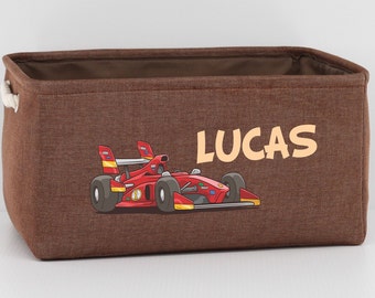 Personalized Child Toy And Accessories Storage Basket Child Essentials Bin Accessories Basket Linen Basket For Children Rope Handles RACECAR