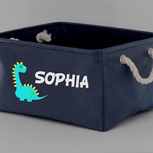 Personalized Child Toy Storage Basket With Dinosaur Graphics Child Toy Bin For Boys or Girls Baby Accessories Basket For Child Accessories
