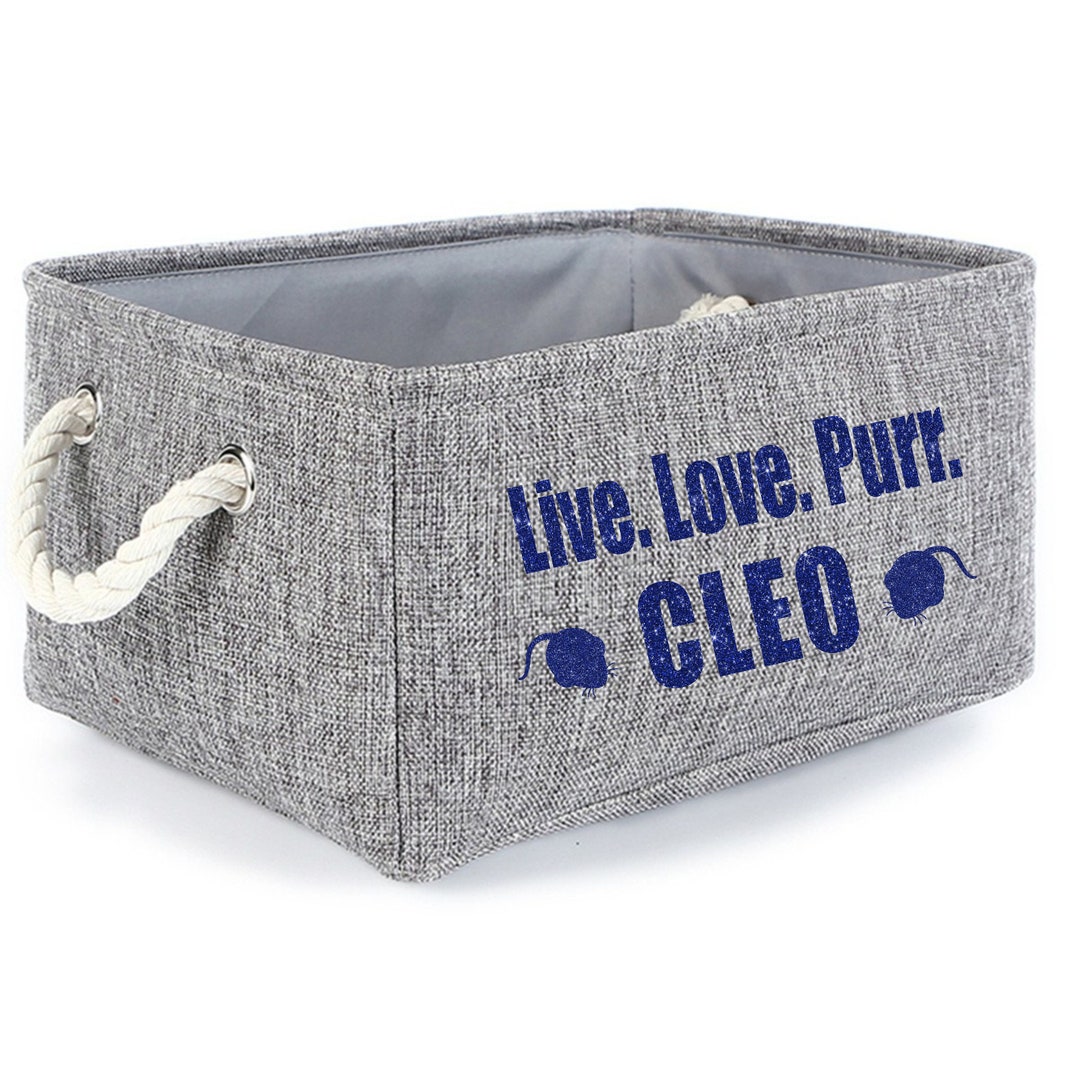 Personalized Cat Storage Basket Pet Storage Cat Toy Bin Linen Etsy