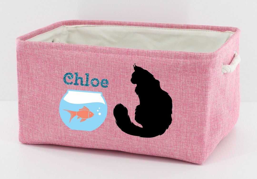 Personalized Cat Storage Basket Pet Storage Cat Toy Bin Linen Basket