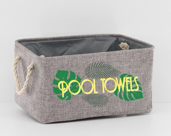Personalized Storage Basket with TROPICAL LEAVES storage basket with tropical leaves and name
