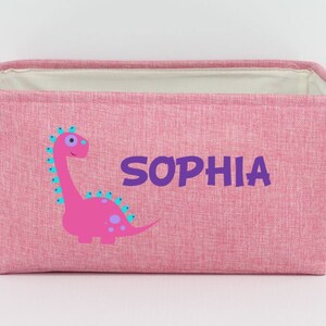 Personalized Child Toy Storage Basket Child Toy Bin For Girls Baby Accessories Basket Child Accessories PINK DINOSAUR Graphics