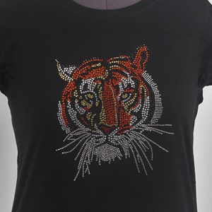 Tiger Rhinestone Shirt Tiger Bling Shirt Ladies Bling Shirt Short or Long Sleeve Sparkling Tee Tiger tshirt Bling Tiger