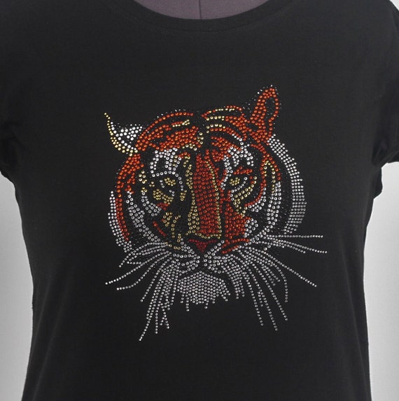 Tiger Rhinestone Shirt Tiger Bling Shirt Ladies Bling Shirt