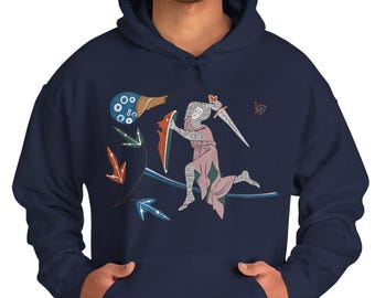 Knight Fighting Snail Hoodie Illuminated Medieval Manuscripts Sweatshirt Marginalia Hoodie