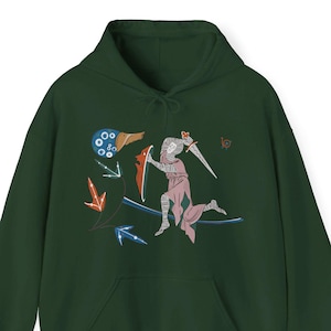 Knight Fighting Snail Hoodie Illuminated Medieval Manuscripts Sweatshirt Marginalia Hoodie