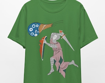 Knight vs Snail T-Shirt Funny Medieval Meme Tee Marginalia Shirt