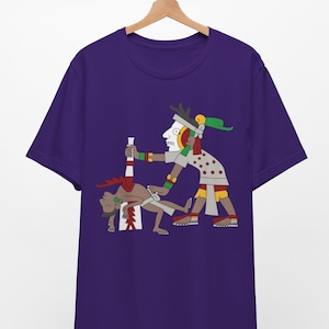 Camiseta ritual azteca, camiseta con ilustración de arte de códice mesoamericano, camiseta ceremonial de manuscrito precolombino