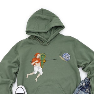 Medieval Knight vs Snail Hoodie: Funny Art History Sweatshirt
