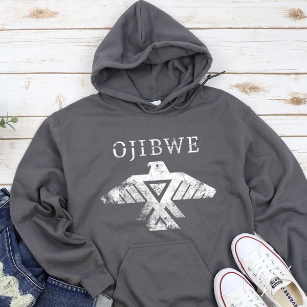 Ojibwe Hoodie, Thunderbird Native American Style Unisex Heavy Blend Hooded Sweatshirt