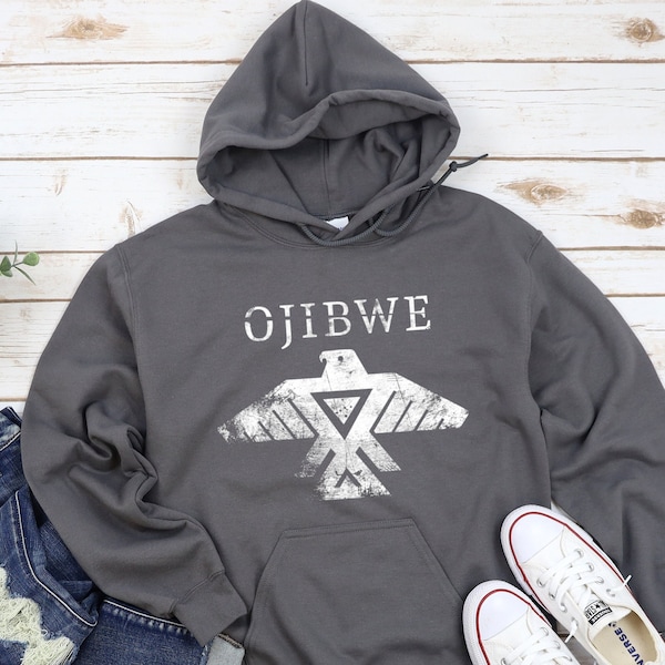 Ojibwe Hoodie, Thunderbird Native American Style Unisex Heavy Blend Hooded Sweatshirt