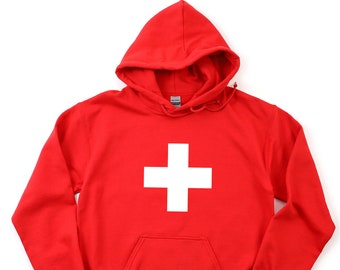 Swiss Flag Hoodie: Switzerland Sweatshirt with Swiss Cross