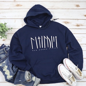 Oseberg Viking Ship Runes Hoodie Nordic Wisdom Sweatshirt Norse Longship Hoodie