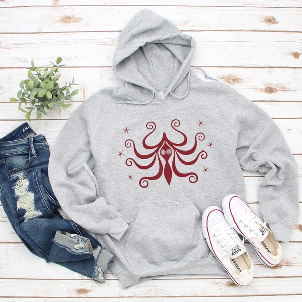 Minoan Octopus Hoodie, Ancient Greek Pottery Unisex Heavy Blend Hooded Sweatshirt