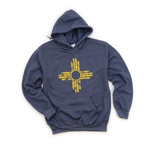Zia Sun Symbol Hoodie, New Mexico Flag Unisex Heavy Blend Hooded Sweatshirt
