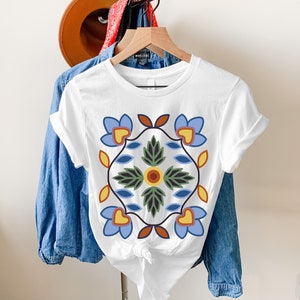 Floral T-Shirt: Native American Style Anishinaabe Ojibwe Inspired Design