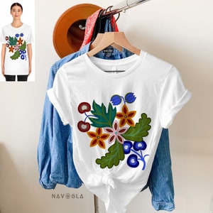 T-shirt floral de Style amérindien, sacs bandoulière ojibwé inspirés des Amérindiens des années 1800 par t-shirt à manches courtes en jersey unisexe