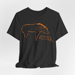 Hyena Shirt Cave Painting Tee Chauvet Tshirt Prehistoric Art T-Shirt Dark Grey Heather