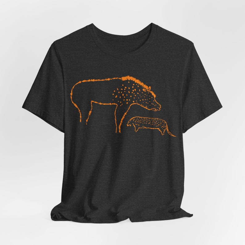 Hyena Shirt Cave Painting Tee Chauvet Tshirt Prehistoric Art T-Shirt Dark Grey Heather