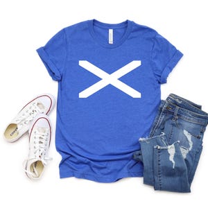 Scotland Shirt Scottish Flag Shirt Saint Andrew's Cross T-shirt World Cup Heather True Royal