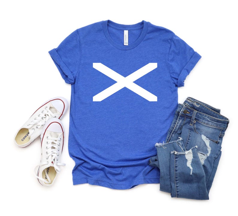 Scotland Shirt Scottish Flag Shirt Saint Andrew's Cross T-shirt World Cup Heather True Royal