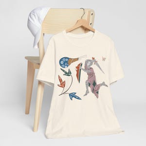 Medieval Knight vs Snail T-Shirt Gothic Marginalia Art Shirt Funny Manuscript Tee Natural