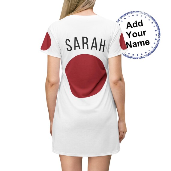 Japan Flag Jersey Dress, Custom Name Japanese T-shirt Dress, World Cup 2026 Gift Women